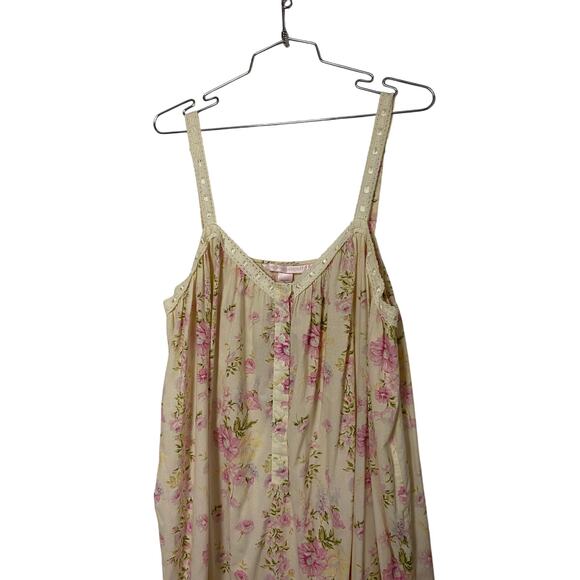 Y2K Victoria's Secret Cream / Pink Floral Slip / Nightgown - Picture 2 of 4